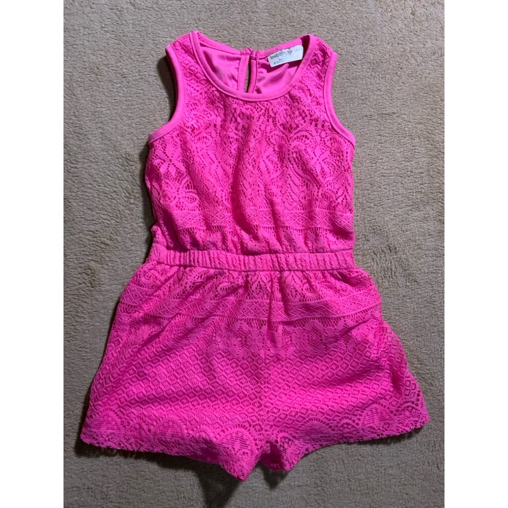Bobbie Brooks Girl Small (6/6x) Pink Lined Laced Paisley Sleeveless Short Romper
